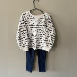 Tommy Hilfiger kids White and navy Script Sweater,